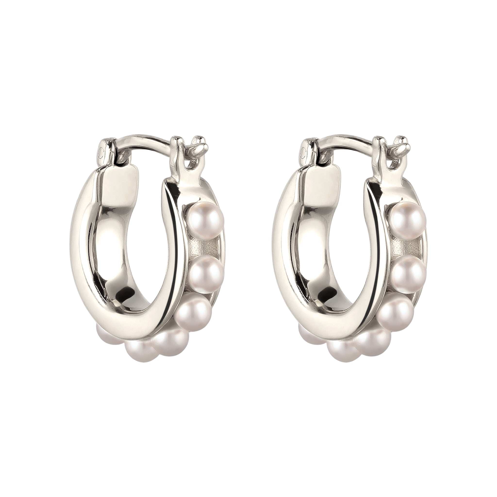 Silber - Elli | Creolen | Mit Perlen von Swarovski® (Weiß) | 925 Sterling Silber