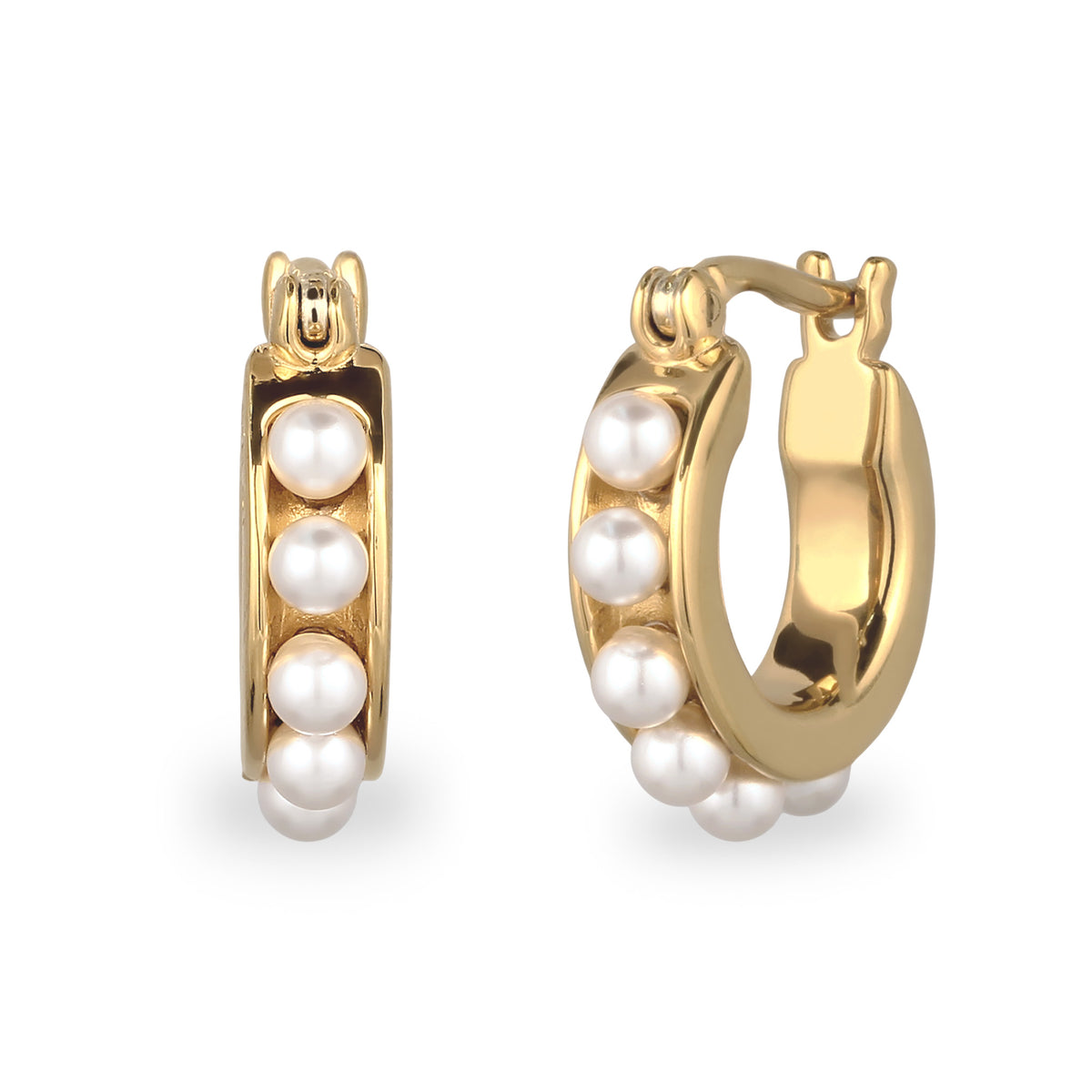 Gold - Elli | Creolen | Mit Perlen von Swarovski® (Weiß) | 925 Sterling Silber vergoldet