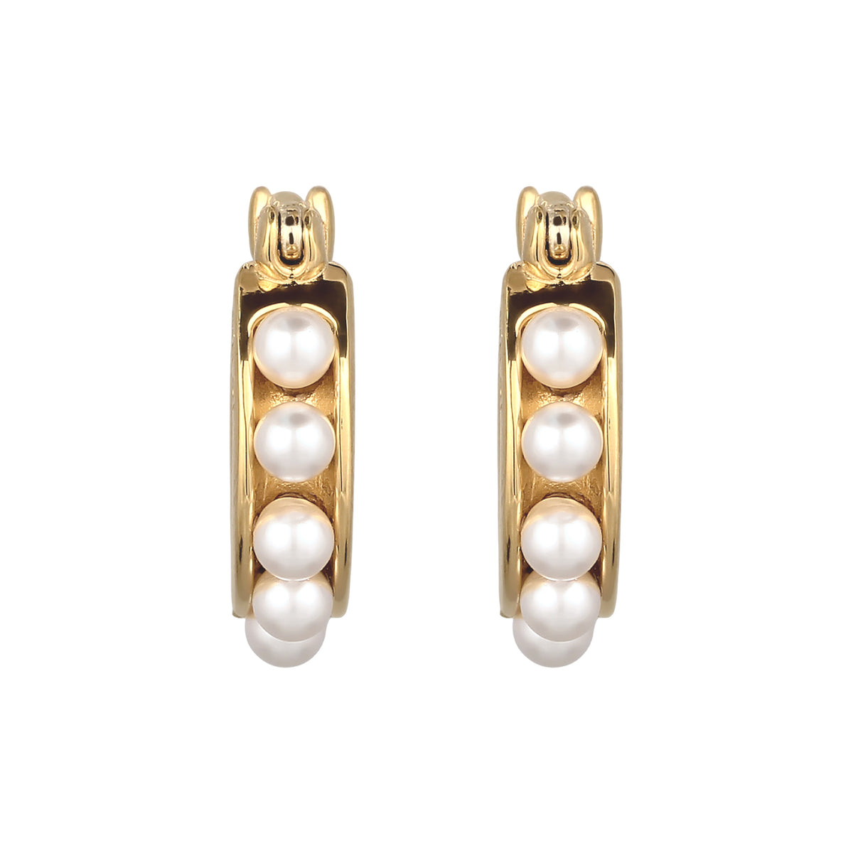 Gold - Elli | Creolen | Mit Perlen von Swarovski® (Weiß) | 925 Sterling Silber vergoldet