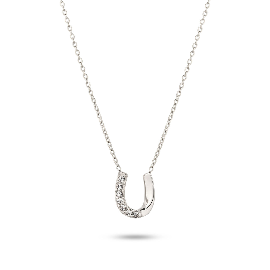 Silber - Elli | Halskette Hufeisen | Kristallen von Swarovski® (Weiß) | 925 Sterling Silber