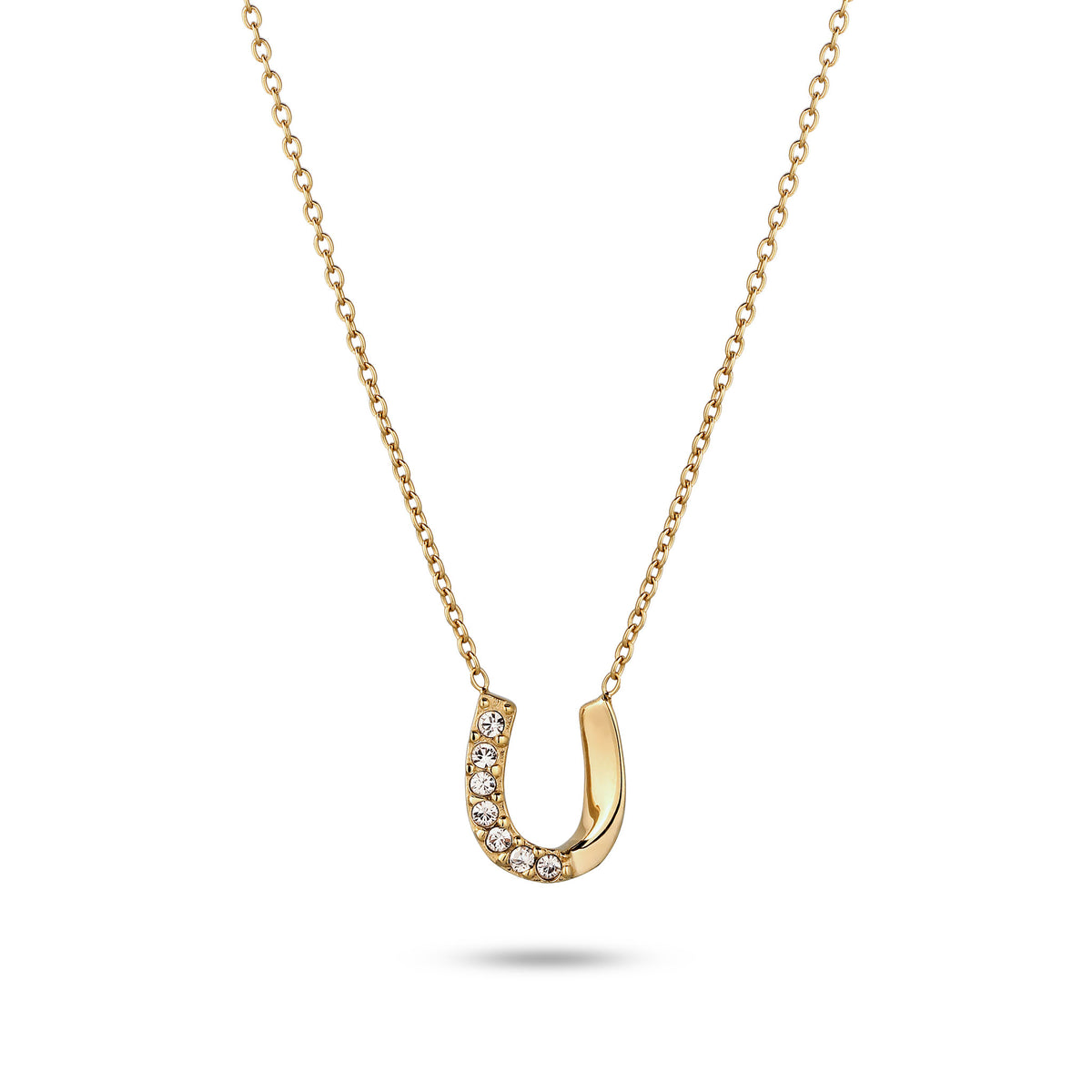 Gold - Elli | Halskette Hufeisen | Mit Kristallen von Swarovski® (Weiß) | 925 Sterling Silber vergoldet