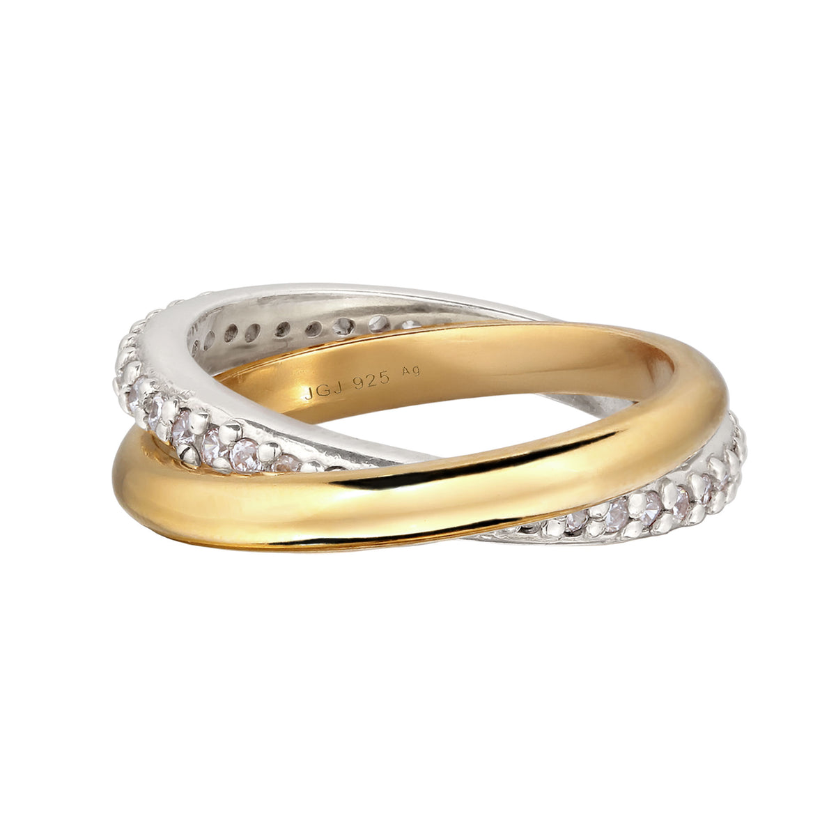 Zweifarbig - Elli | Ring mit Steinen | Zirkonia  | 925 Sterling Silber vergoldet