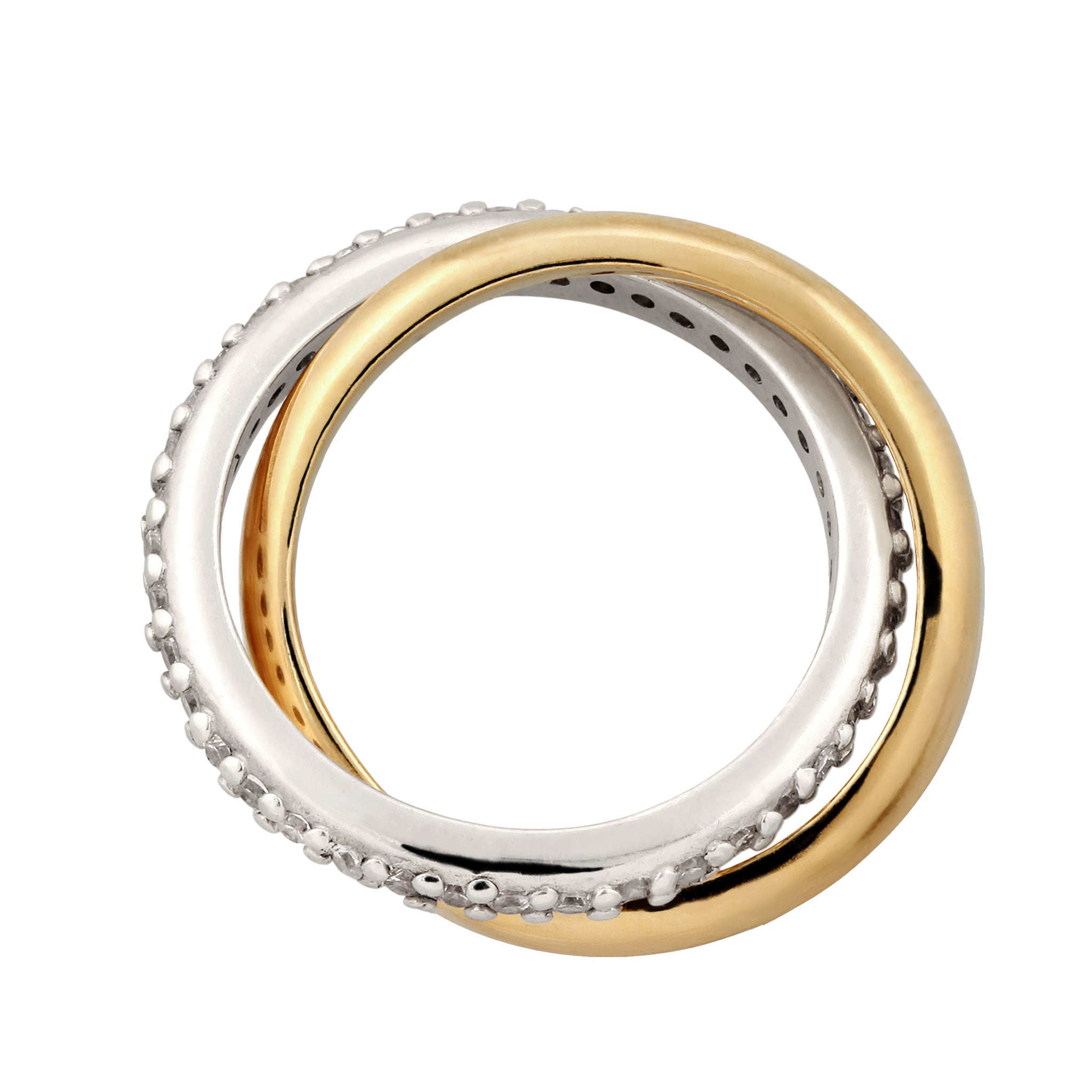 Zweifarbig - Elli | Ring mit Steinen | Zirkonia  | 925 Sterling Silber vergoldet