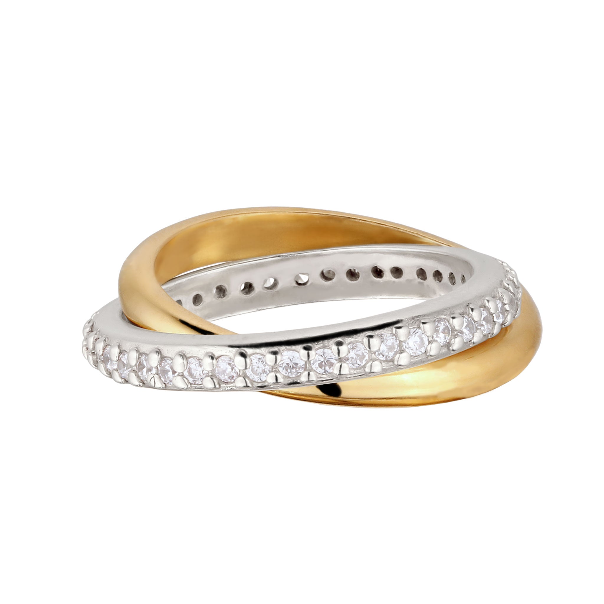 Zweifarbig - Elli | Ring mit Steinen | Zirkonia  | 925 Sterling Silber vergoldet