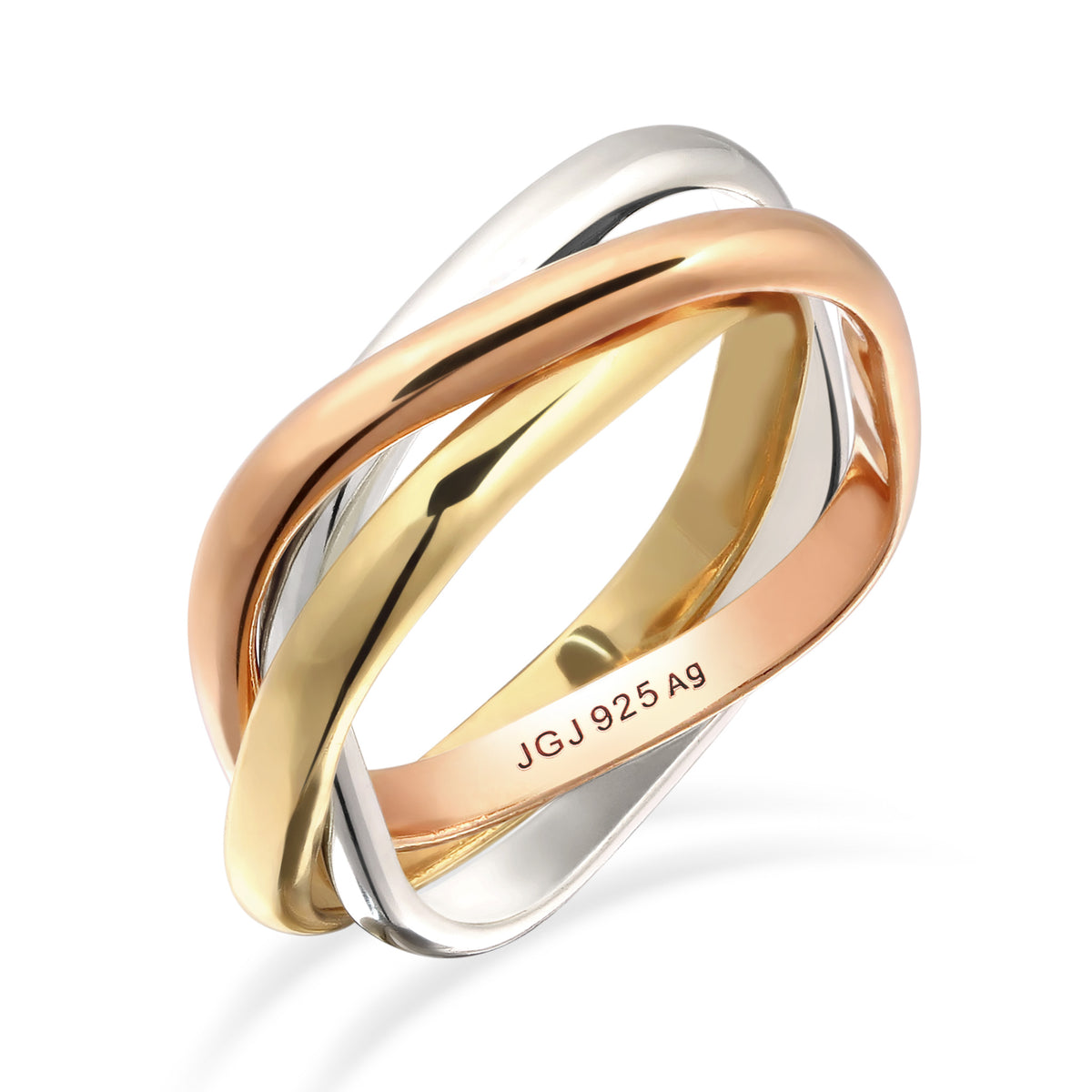 Dreifarbig - Elli | Wickelring Tricolor | 925 Sterling Silber Rosegold