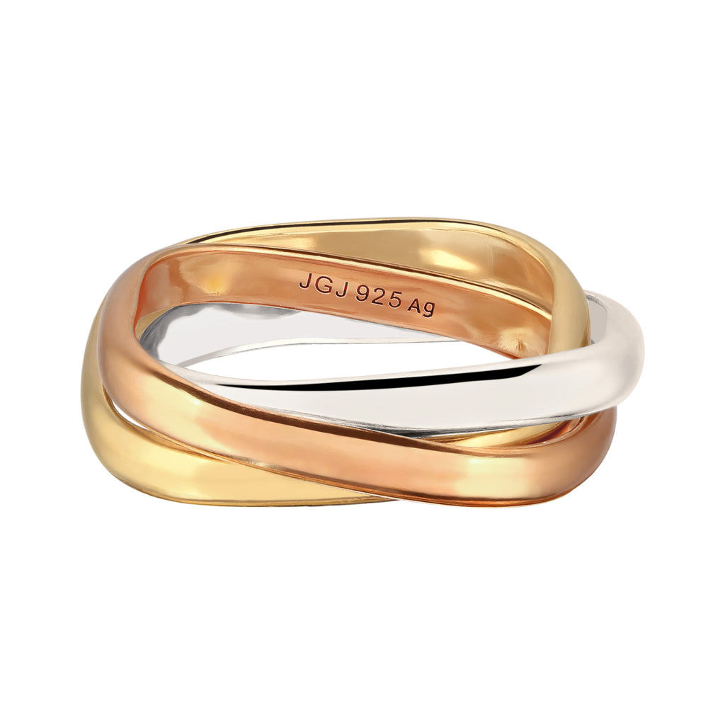 Dreifarbig - Elli | Wickelring Tricolor | 925 Sterling Silber Rosegold