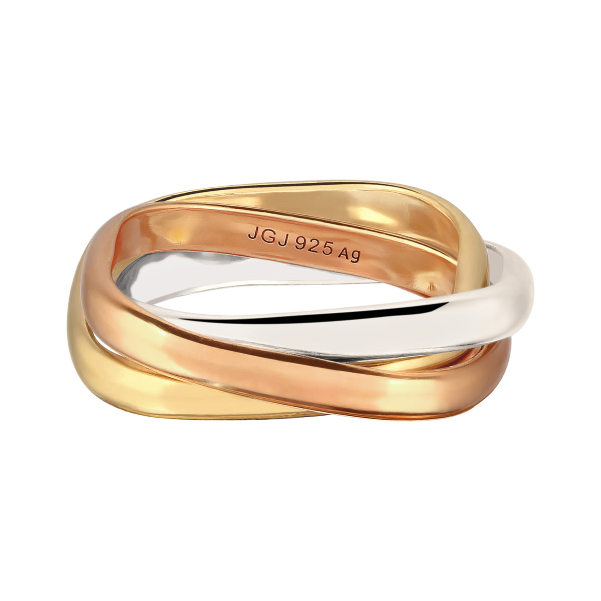 Dreifarbig - Elli | Wickelring Tricolor | 925 Sterling Silber Rosegold