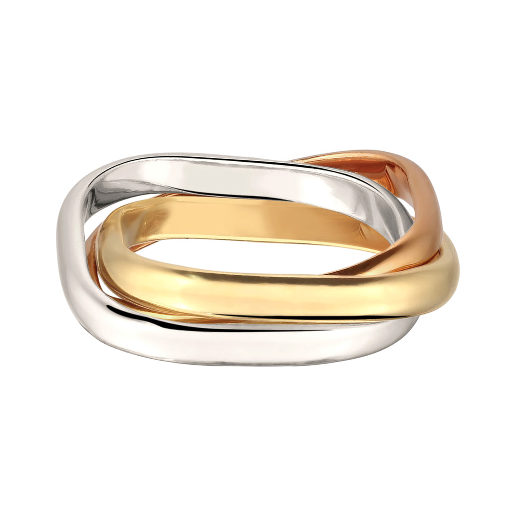 Dreifarbig - Elli | Wickelring Tricolor | 925 Sterling Silber Rosegold