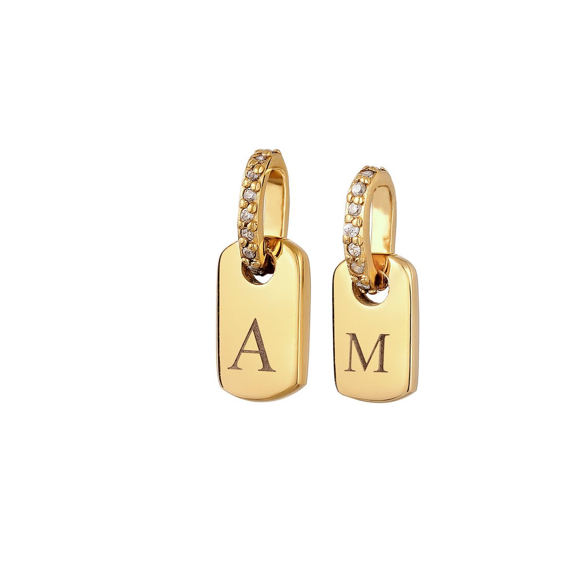 Gold engravable - Elli | Anhänger Set Gravur | Zirkonia (Weiß) | 925 Sterling Silber vergoldet