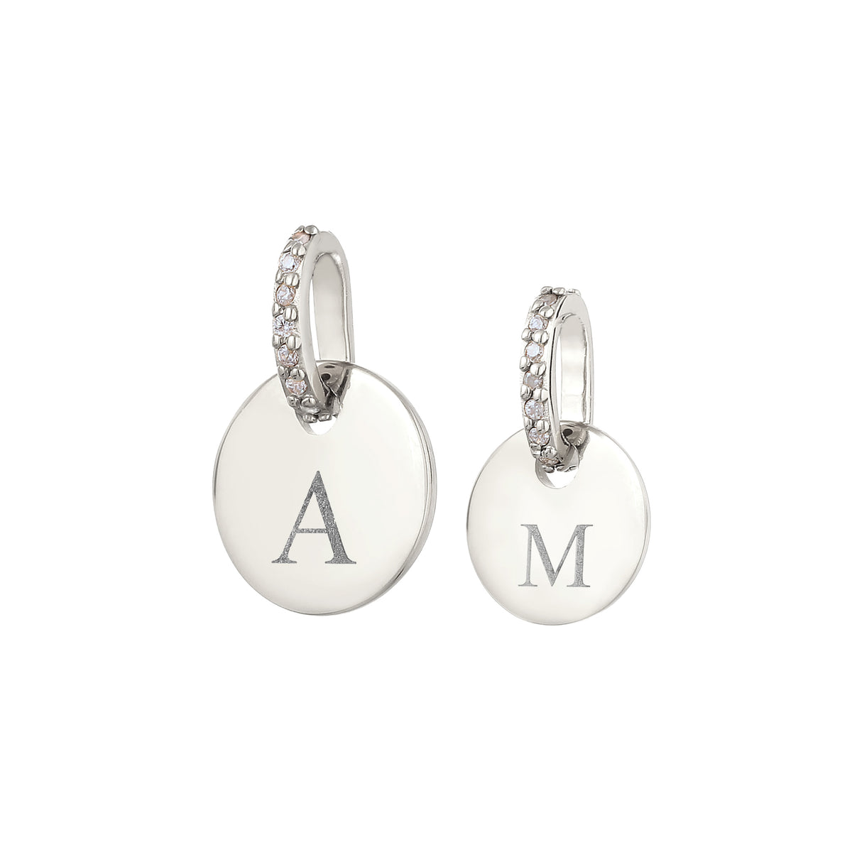 Silver engravable - Elli | Plättchen Anhänger Set Gravur | Zirkonia (Weiß) | 925 Sterling Silber