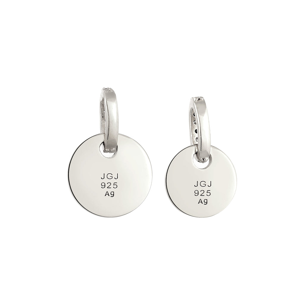 Silver engravable - Elli | Plättchen Anhänger Set Gravur | Zirkonia (Weiß) | 925 Sterling Silber