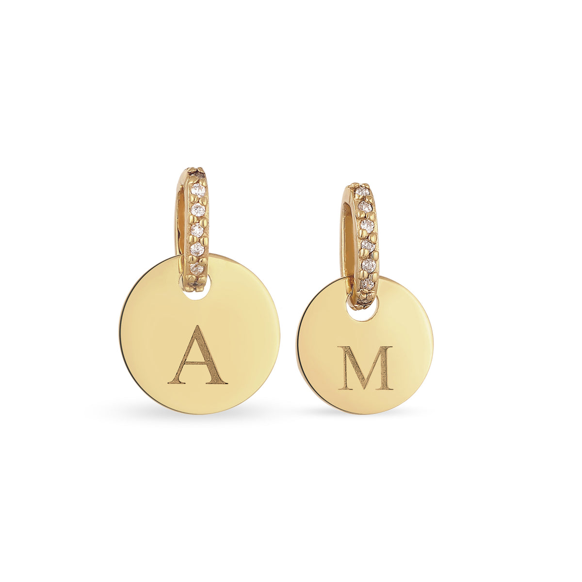 Gold engravable - Elli | Plättchen Anhänger Set Gravur | Zirkonia (Weiß) | 925 Sterling Silber Vergoldet