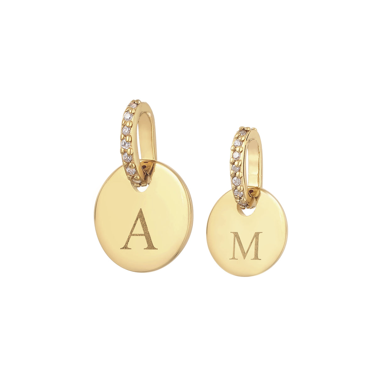 Gold engravable - Elli | Plättchen Anhänger Set Gravur | Zirkonia (Weiß) | 925 Sterling Silber Vergoldet