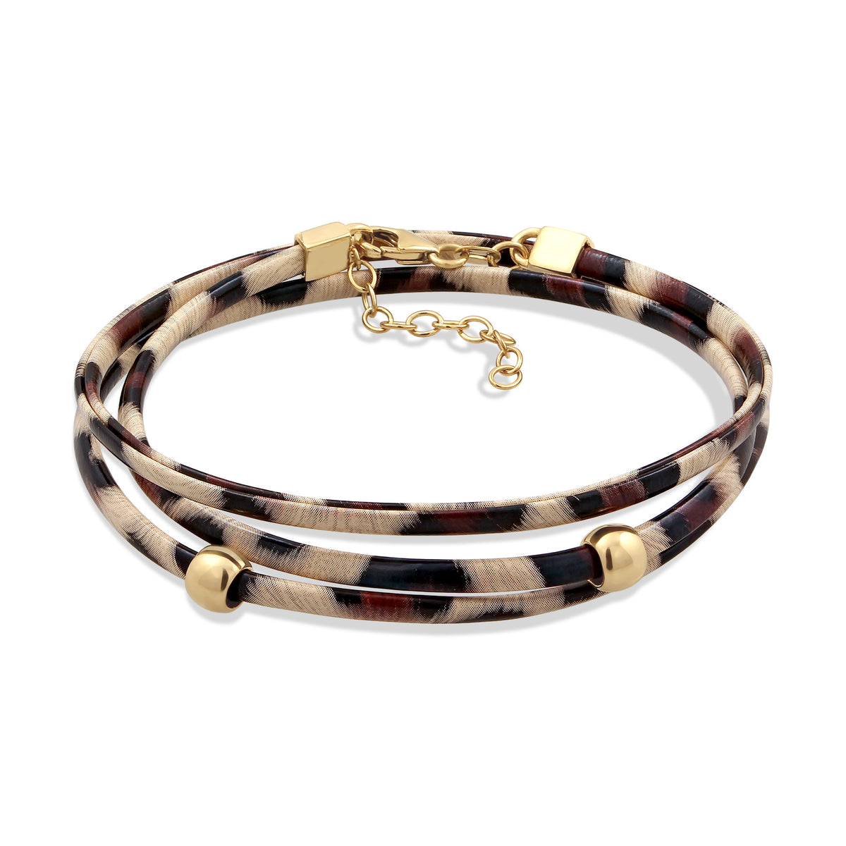 Gold - Elli | Armband Leo | Synthetik Leder | 925 Sterling Silber vergoldet