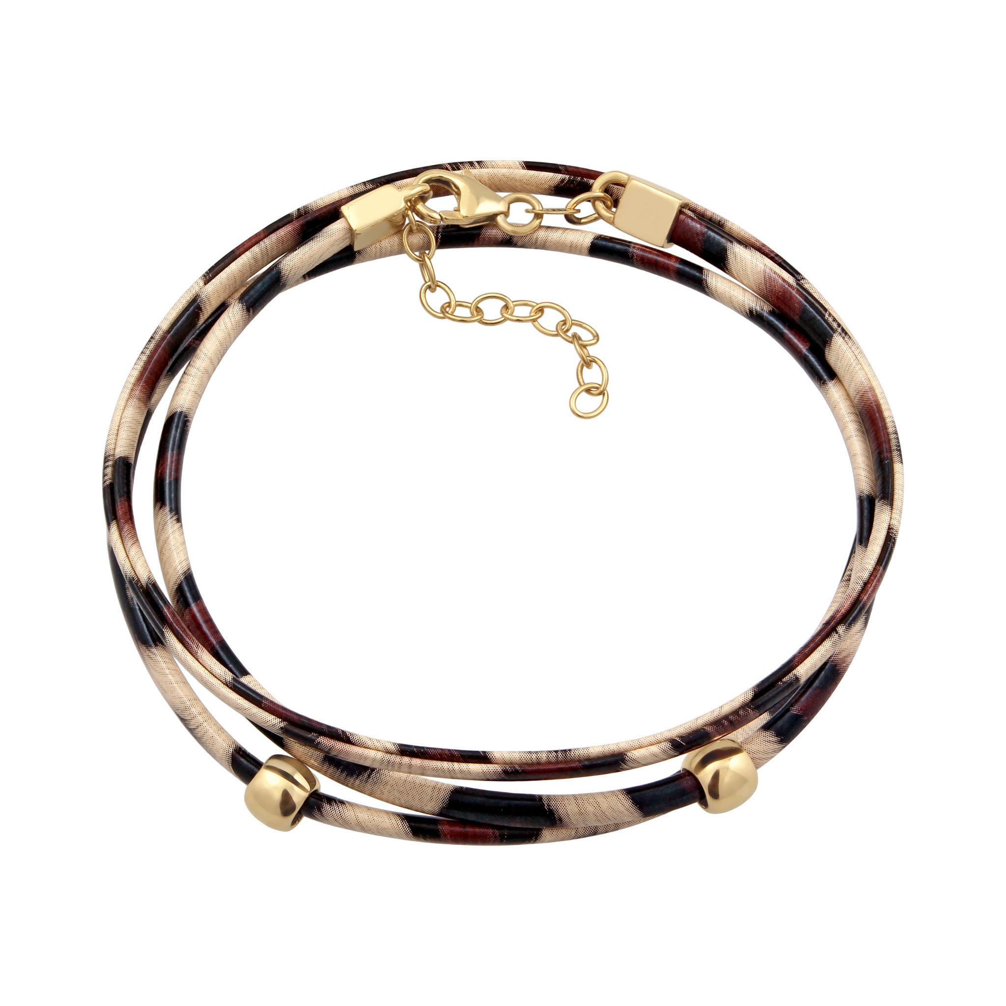 Gold - Elli | Armband Leo | Synthetik Leder | 925 Sterling Silber vergoldet