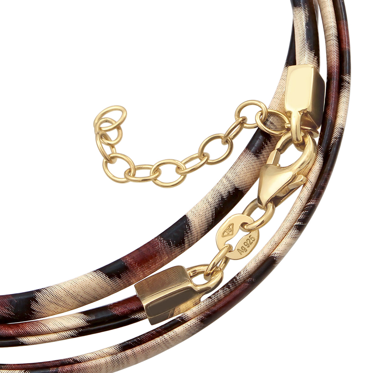 Gold - Elli | Armband Leo | Synthetik Leder | 925 Sterling Silber vergoldet