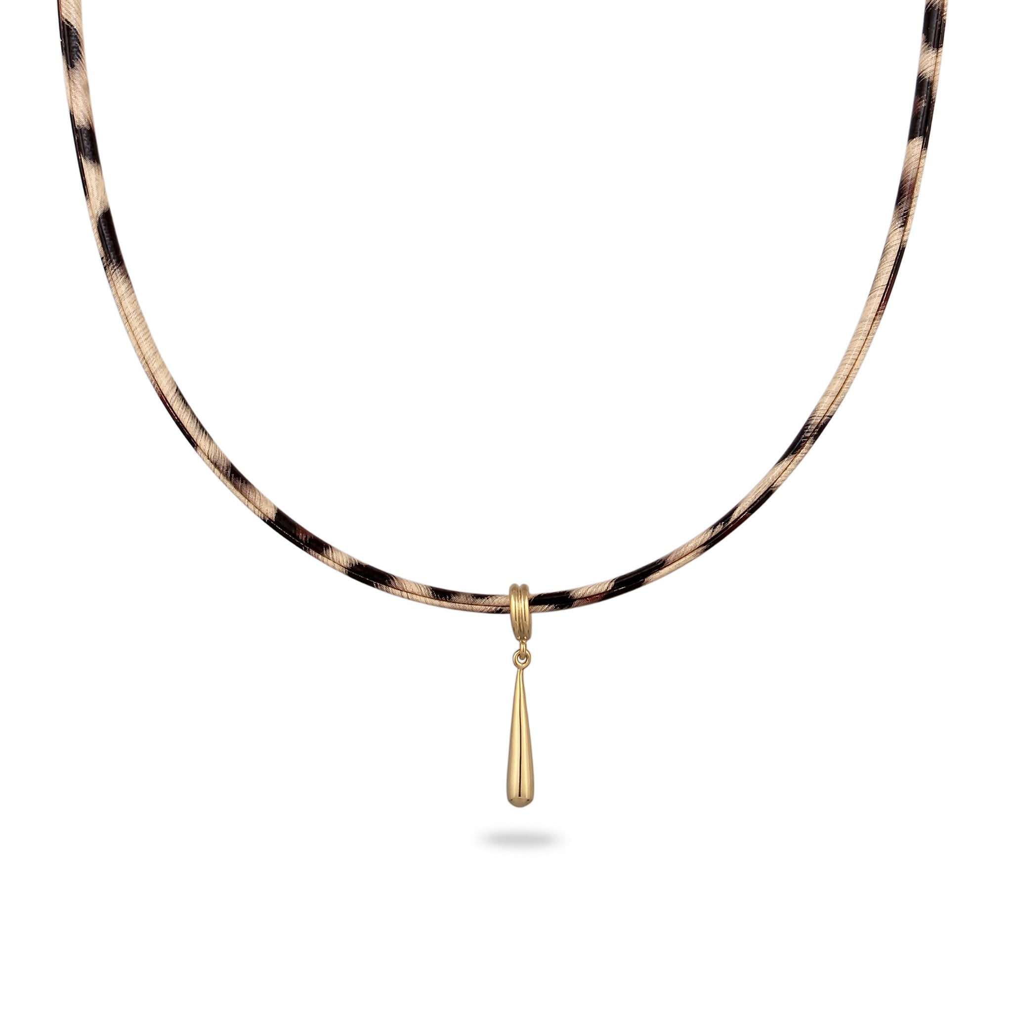 Gold - Elli | Halskette Leo Tropfen | Synthetik Leder | 925 Sterling Silber vergoldet