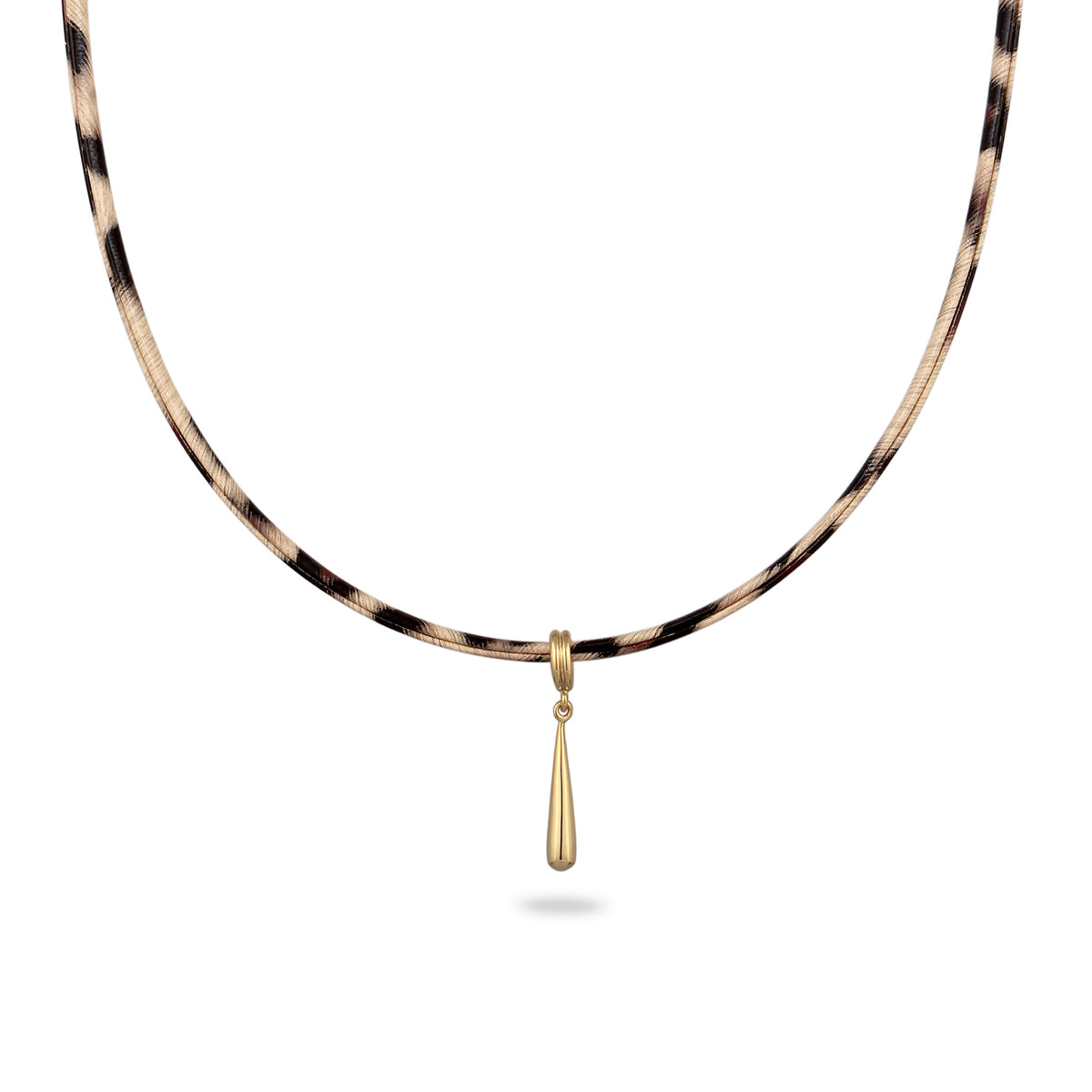 Gold - Elli | Halskette Leo Tropfen | Synthetik Leder | 925 Sterling Silber vergoldet