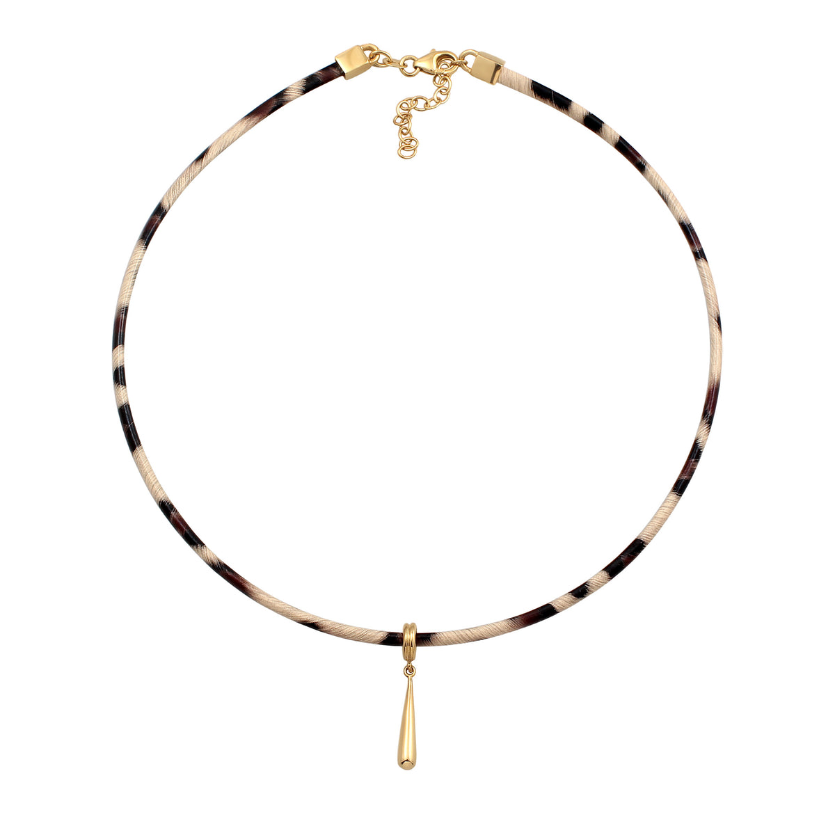Gold - Elli | Halskette Leo Tropfen | Synthetik Leder | 925 Sterling Silber vergoldet