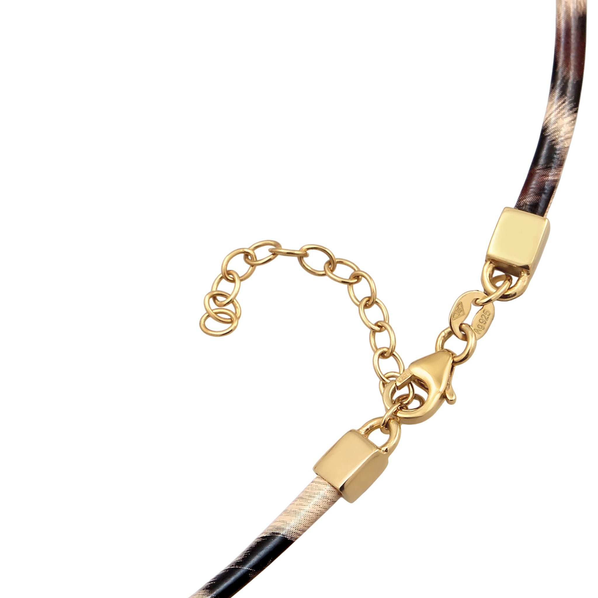 Gold - Elli | Halskette Leo Tropfen | Synthetik Leder | 925 Sterling Silber vergoldet