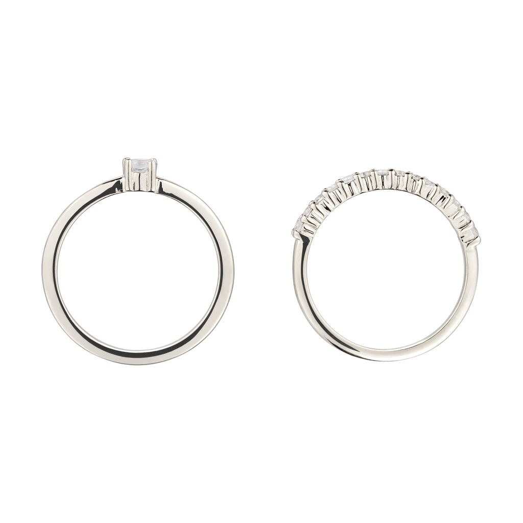Silber - Elli PREMIUM | Ringset | Mondstein (Regenbogen) | 925 Sterling Silber