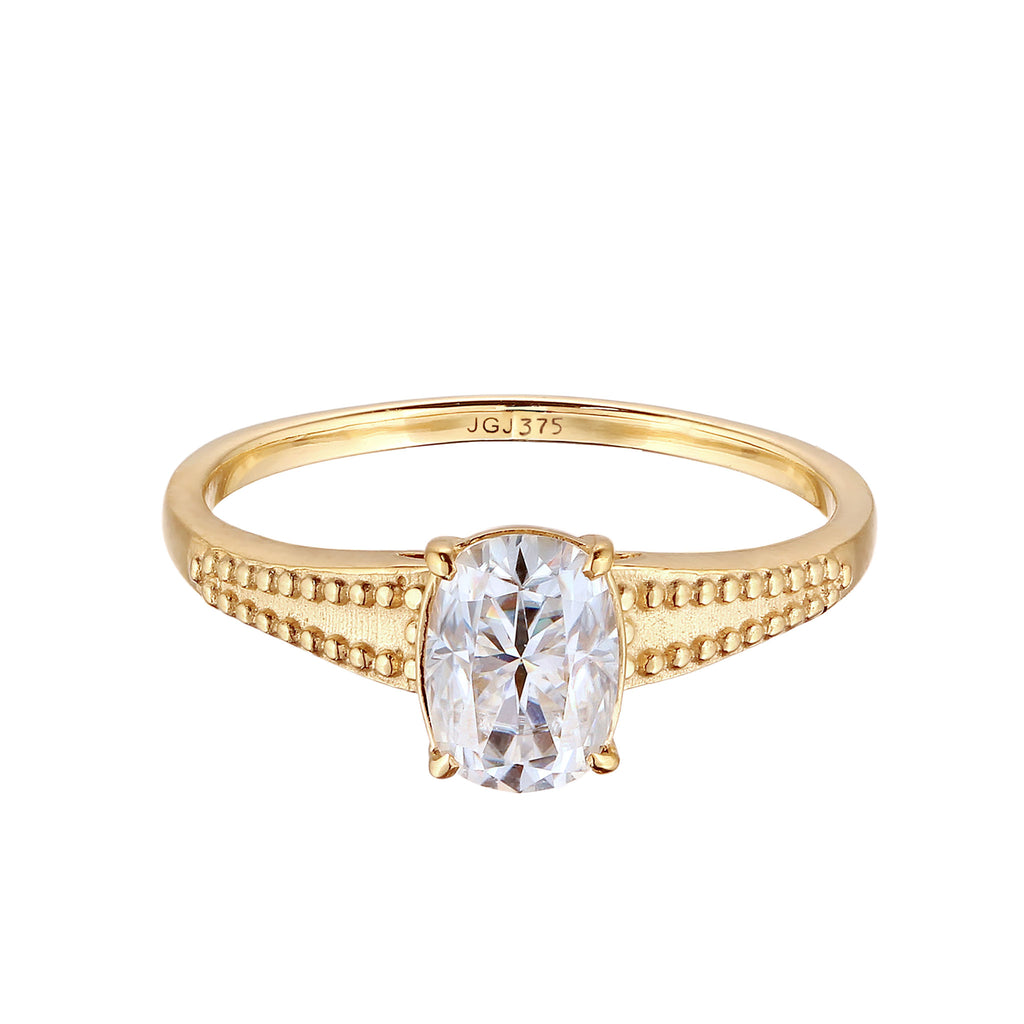 Gold - Elli PREMIUM | Verlobungsring | Moissanit (Weiß) | 375 Gelbgold