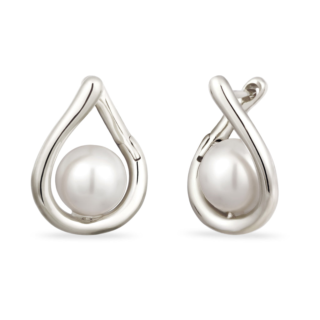 Silber - Elli | Creolen | Mit Perlen von Swarovski® (Weiß) | 925 Sterling Silber