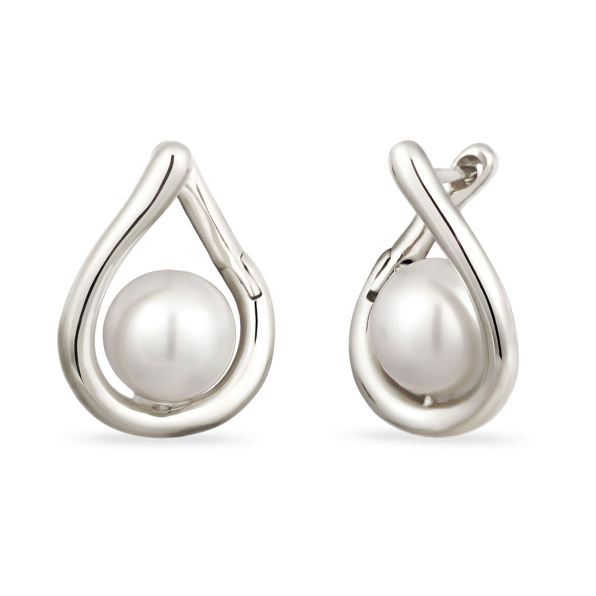 Silber - Elli | Creolen | Mit Perlen von Swarovski® (Weiß) | 925 Sterling Silber