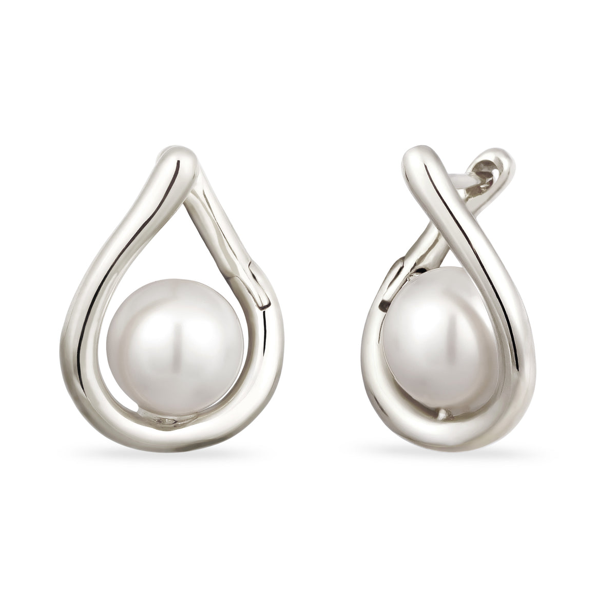 Silber - Elli | Creolen | Mit Perlen von Swarovski® (Weiß) | 925 Sterling Silber