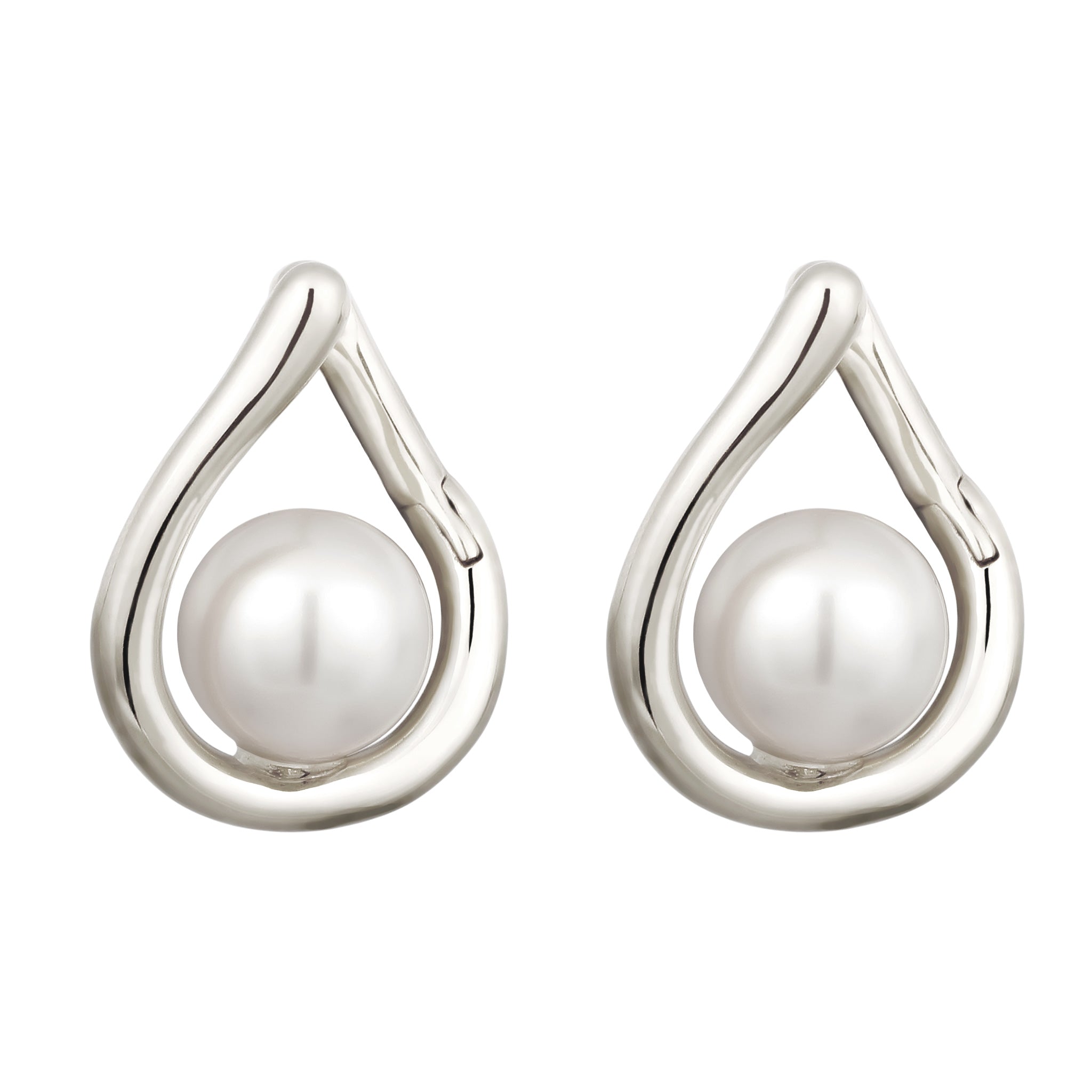 Silber - Elli | Creolen | Mit Perlen von Swarovski® (Weiß) | 925 Sterling Silber