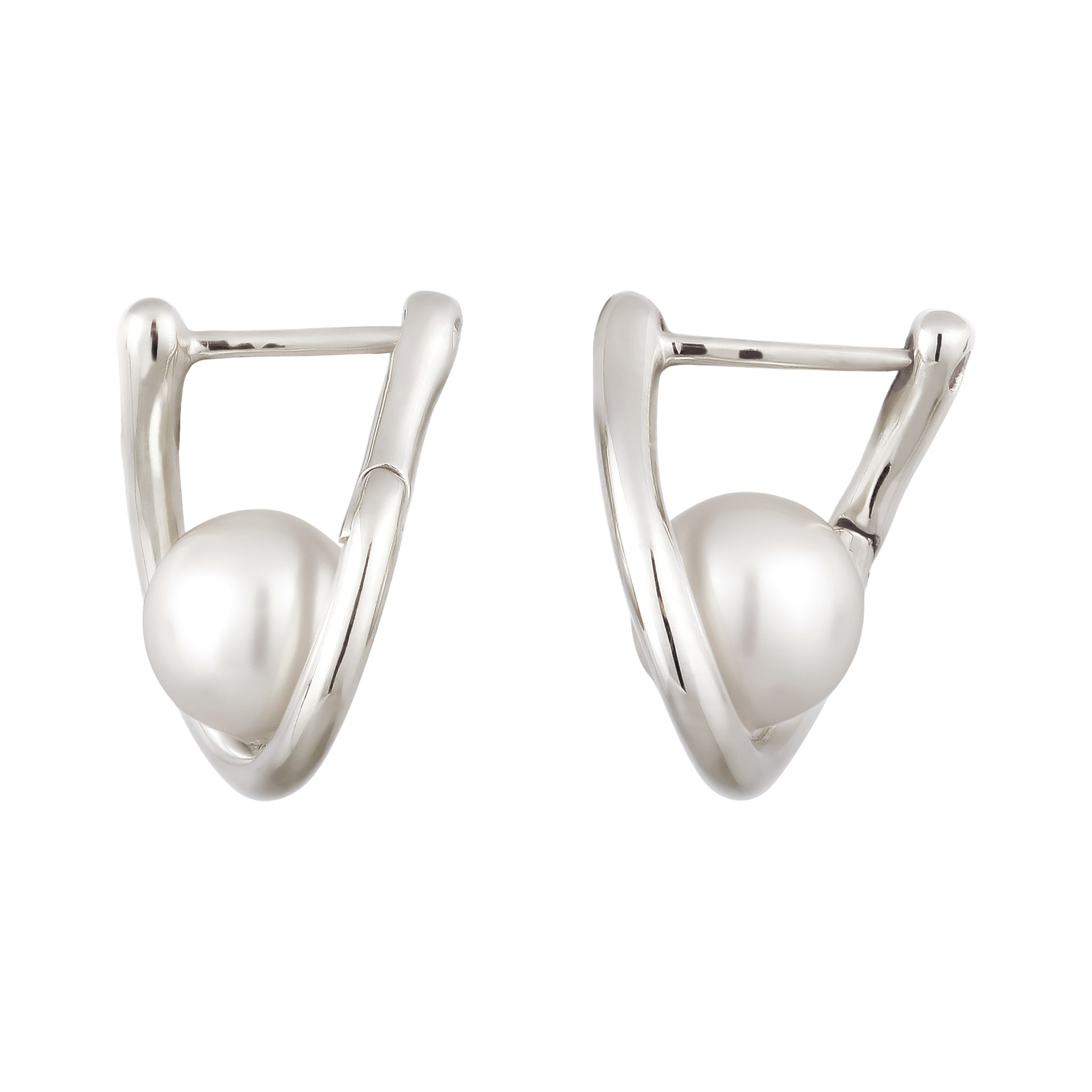 Silber - Elli | Creolen | Mit Perlen von Swarovski® (Weiß) | 925 Sterling Silber