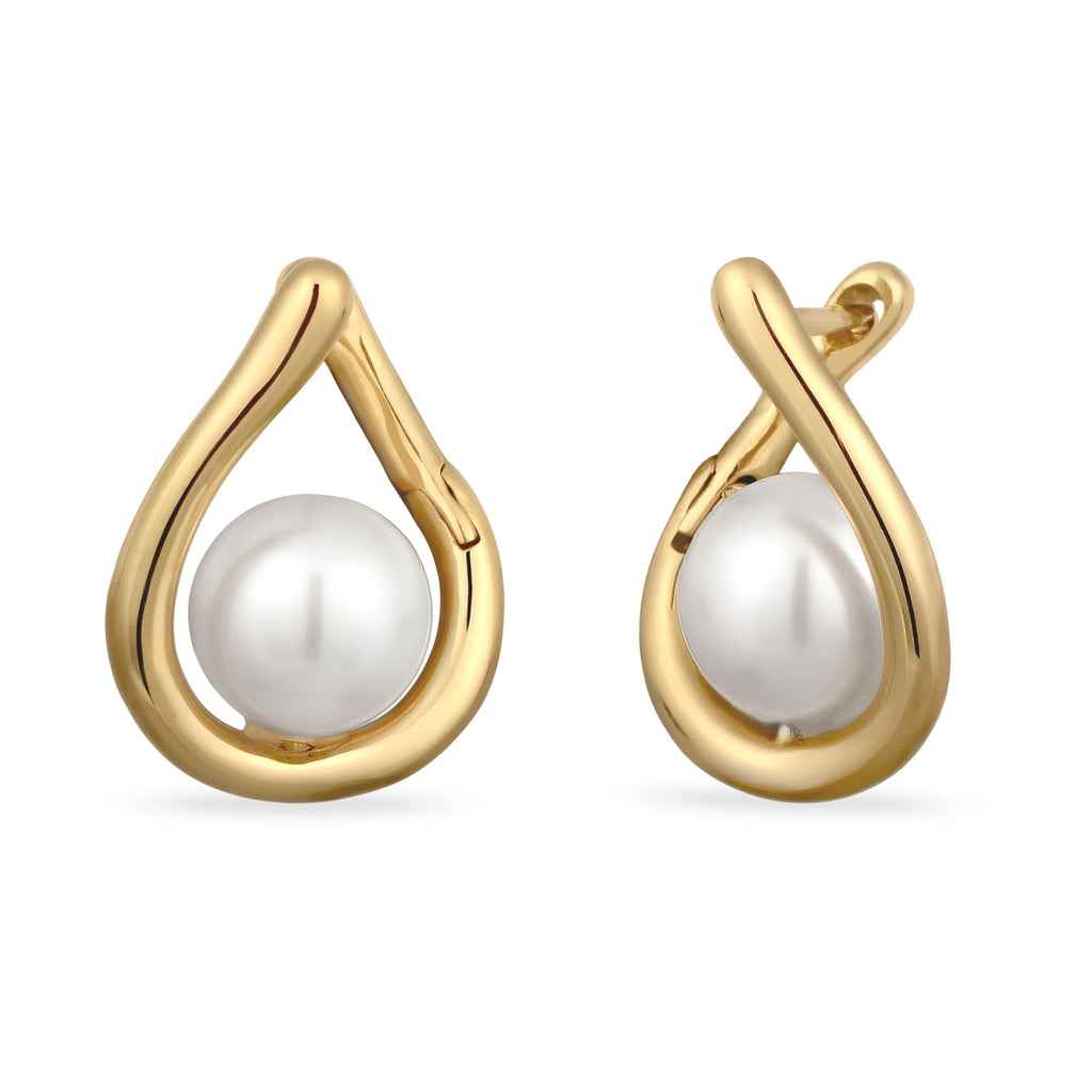 Gold - Elli | Creolen | Mit Pelen von Swarovski® (Weiß) | 925 Sterling Silber vergoldet