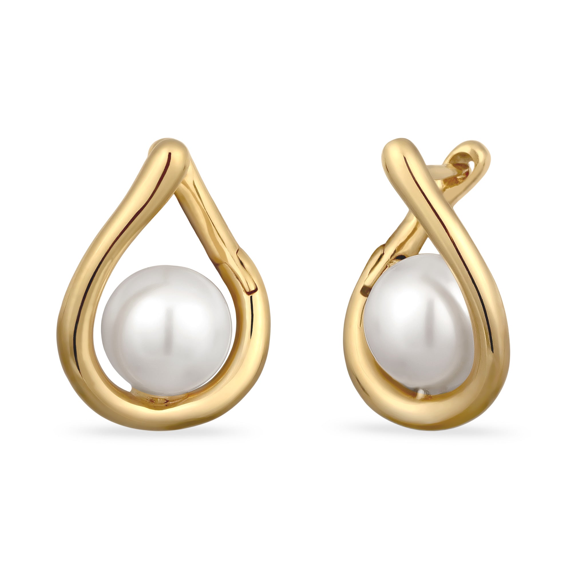 Gold - Elli | Creolen | Mit Pelen von Swarovski® (Weiß) | 925 Sterling Silber vergoldet