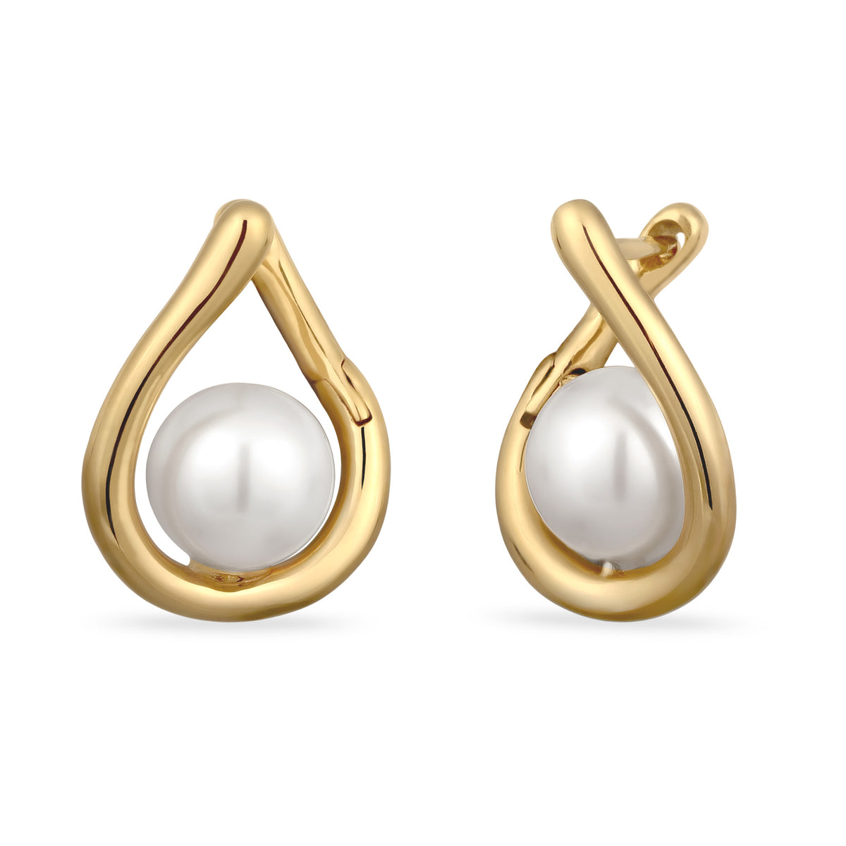Gold - Elli | Creolen | Mit Pelen von Swarovski® (Weiß) | 925 Sterling Silber vergoldet