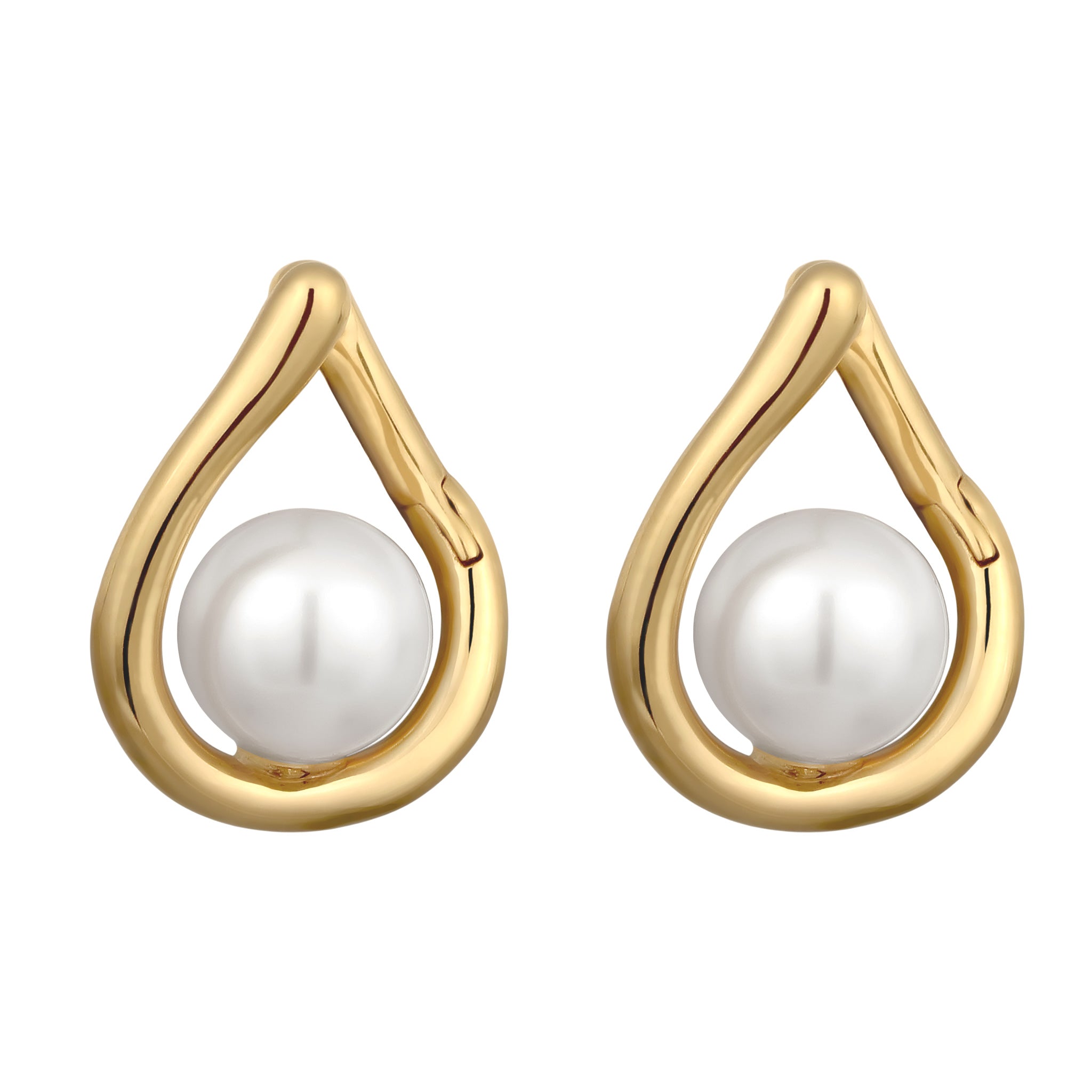 Gold - Elli | Creolen | Mit Pelen von Swarovski® (Weiß) | 925 Sterling Silber vergoldet