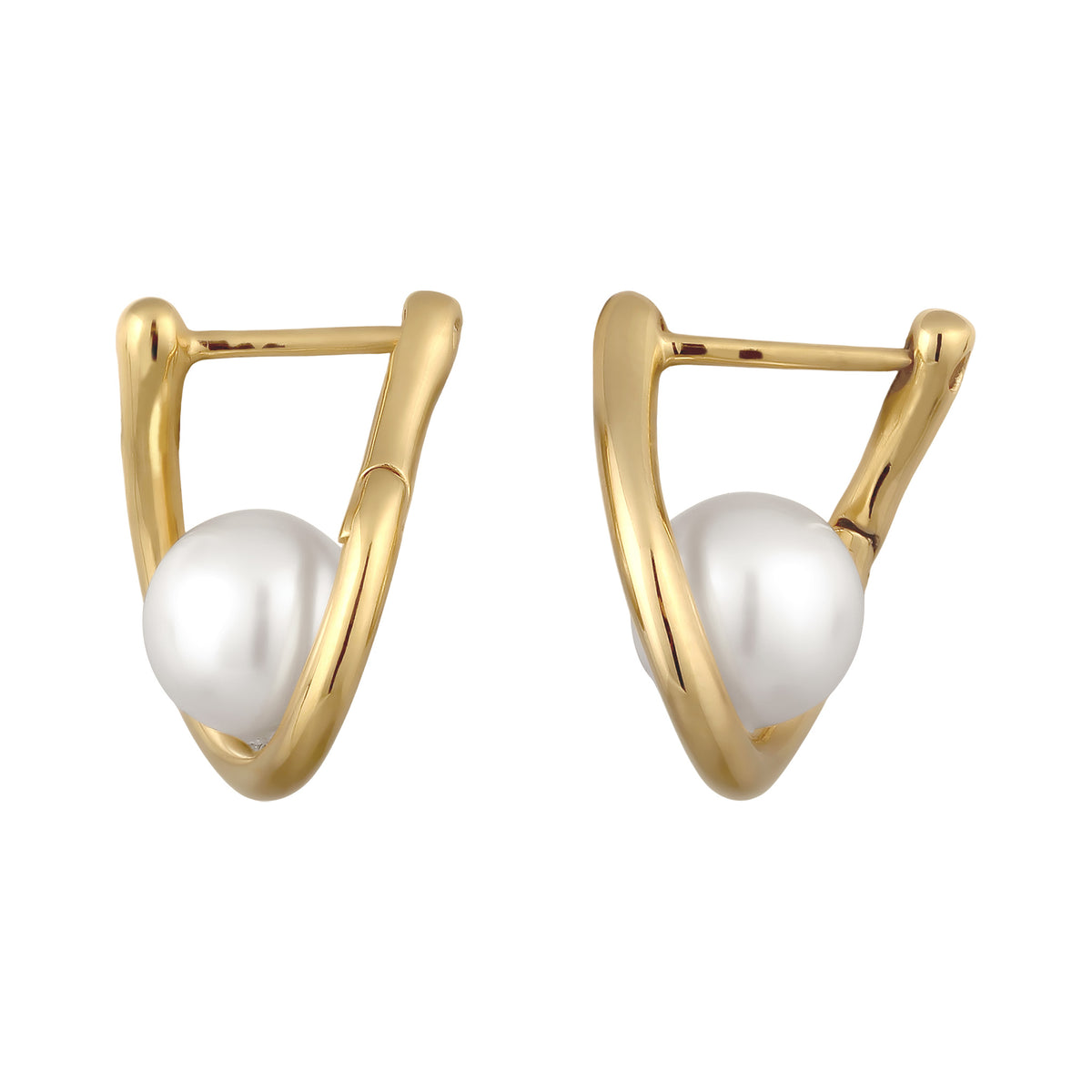 Gold - Elli | Creolen | Mit Pelen von Swarovski® (Weiß) | 925 Sterling Silber vergoldet