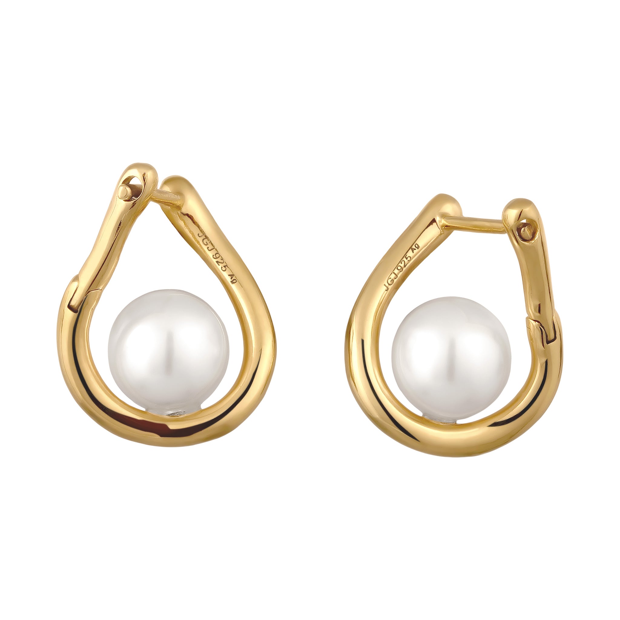 Gold - Elli | Creolen | Mit Pelen von Swarovski® (Weiß) | 925 Sterling Silber vergoldet
