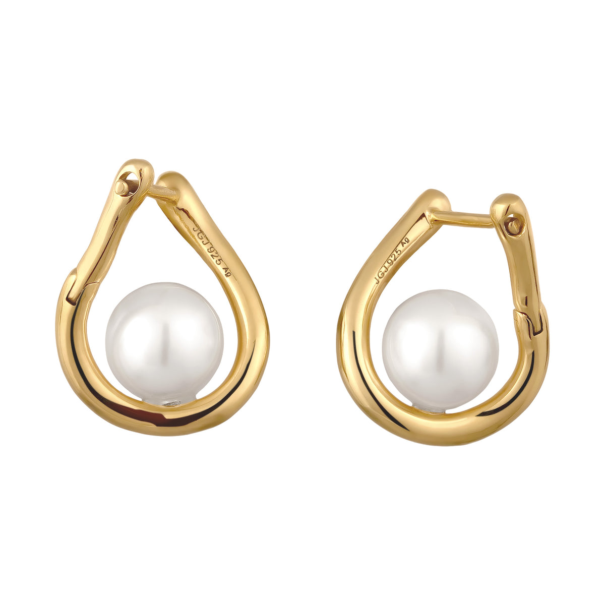Gold - Elli | Creolen | Mit Pelen von Swarovski® (Weiß) | 925 Sterling Silber vergoldet