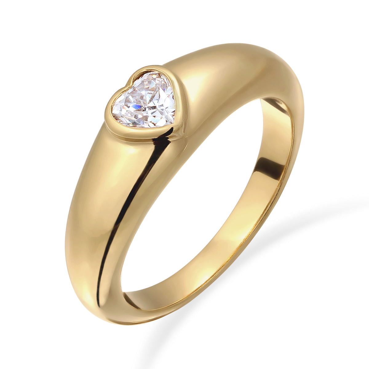 Weiß - Elli | Ring Herz | Zirkonia (Weiß) | 925 Sterling Silber vergoldet