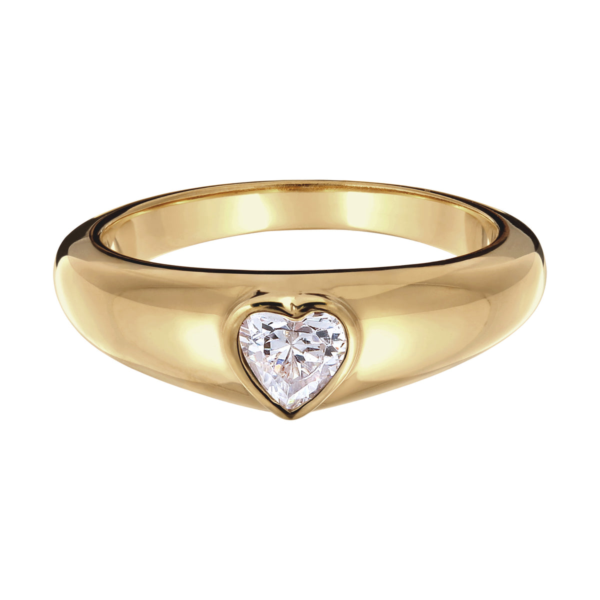 Weiß - Elli | Ring Herz | Zirkonia (Weiß) | 925 Sterling Silber vergoldet