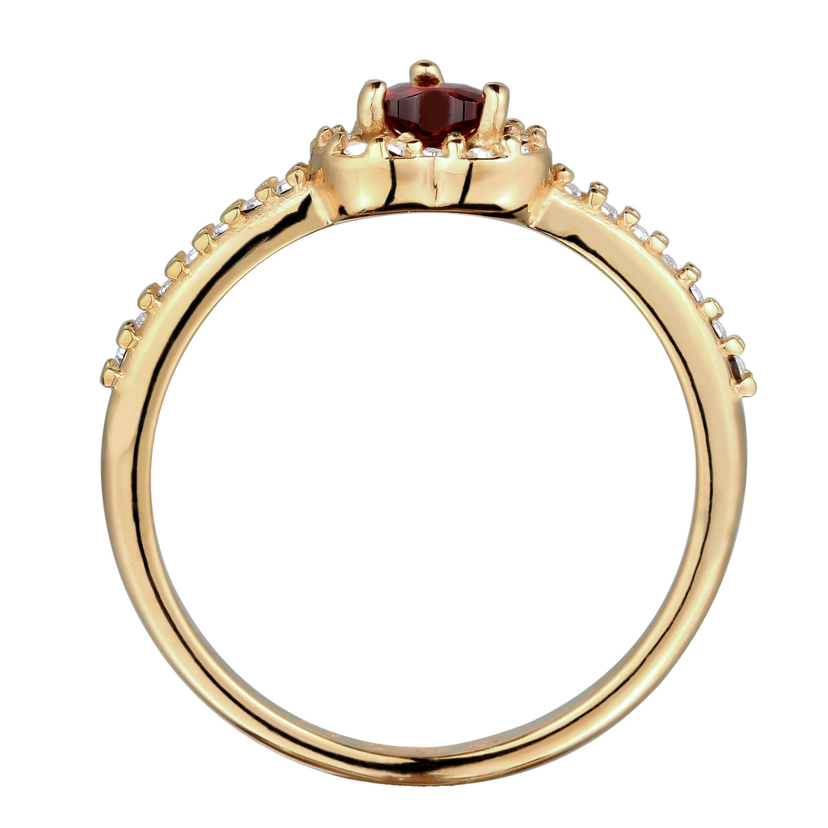 Gold - Elli | Ring Herz | Mit Kristallen von Swarovski® & Zirkonia (Rot) | 925 Sterling Silber vergoldet