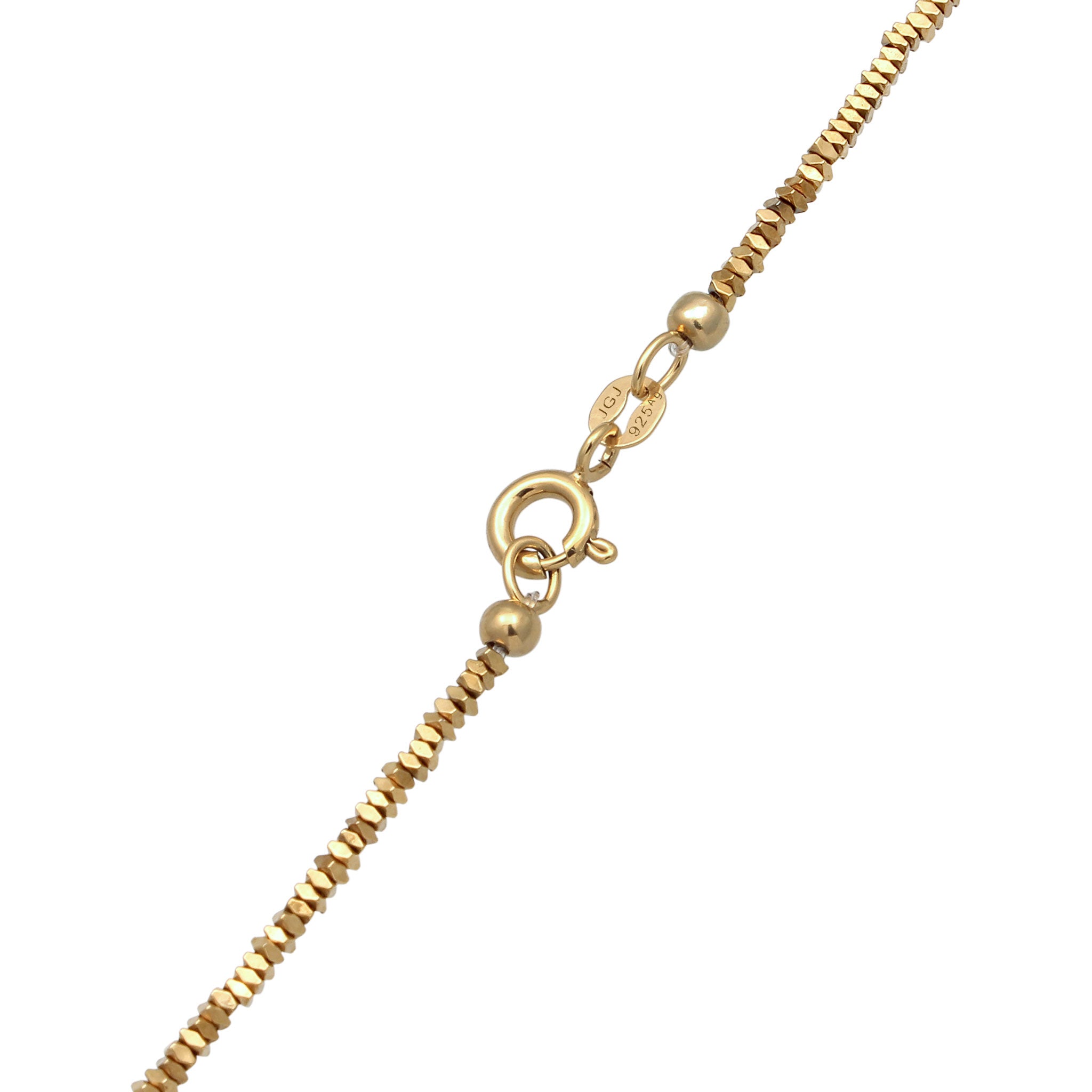 Gold - Elli | Halskette Perlen | Synthetische Hämatit (Gold) | 925 Sterling Silber vergoldet