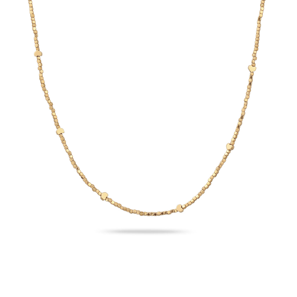 Gold - Elli | Halskette Herzen | Synthetischer Hämatit (Gold) | 925 Sterling Silber vergoldet