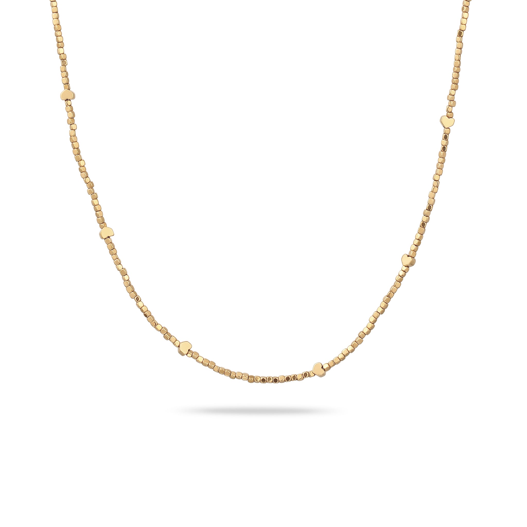 Gold - Elli | Halskette Herzen | Synthetischer Hämatit (Gold) | 925 Sterling Silber vergoldet