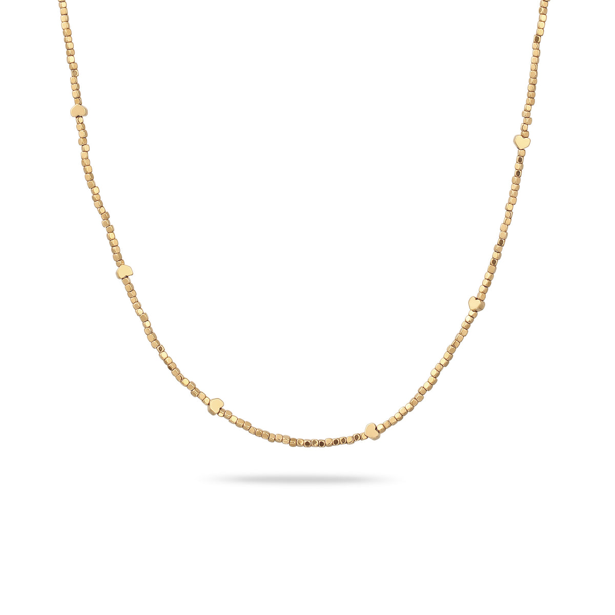 Gold - Elli | Halskette Herzen | Synthetischer Hämatit (Gold) | 925 Sterling Silber vergoldet