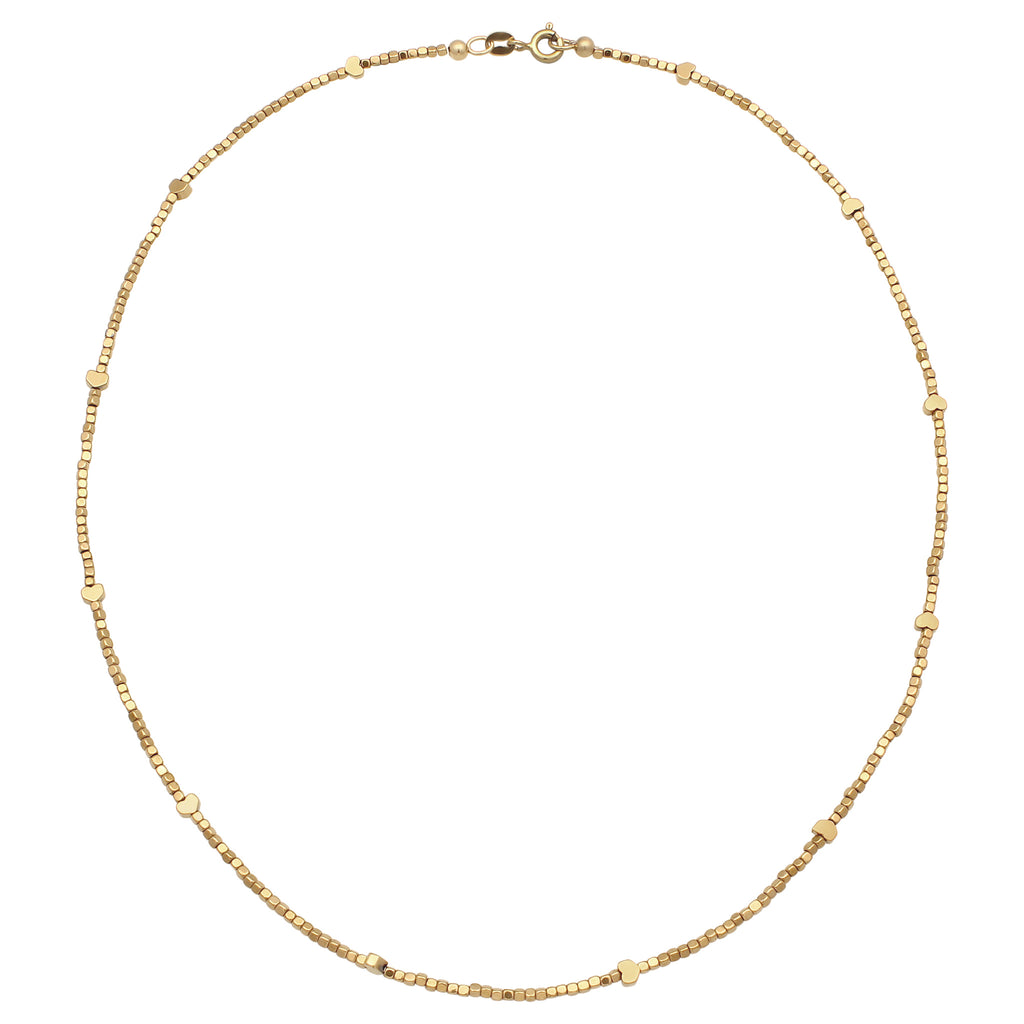 Gold - Elli | Halskette Herzen | Synthetischer Hämatit (Gold) | 925 Sterling Silber vergoldet