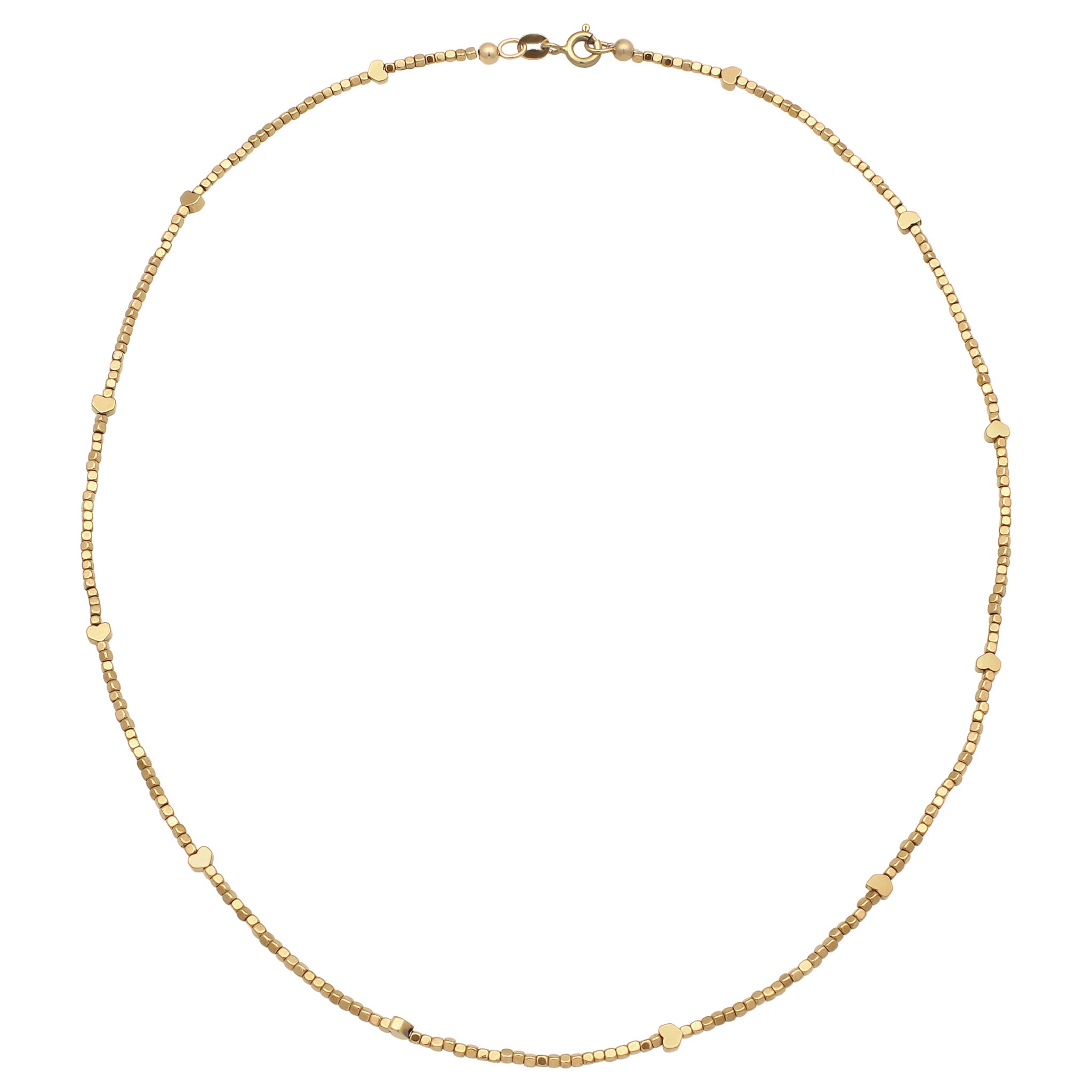 Gold - Elli | Halskette Herzen | Synthetischer Hämatit (Gold) | 925 Sterling Silber vergoldet