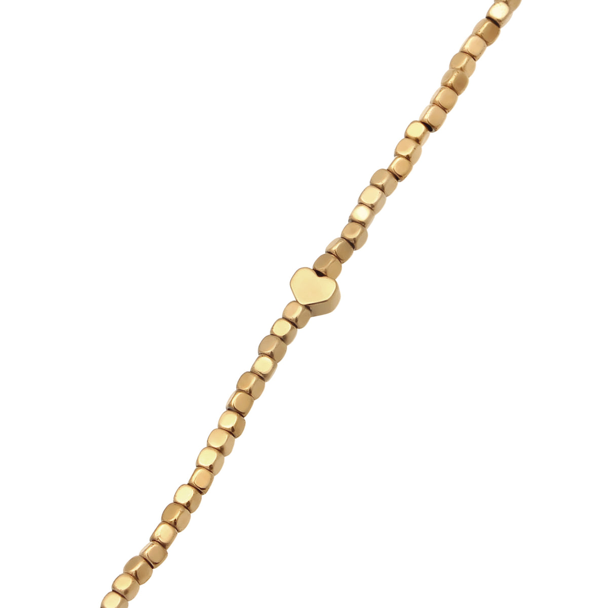 Gold - Elli | Halskette Herzen | Synthetischer Hämatit (Gold) | 925 Sterling Silber vergoldet