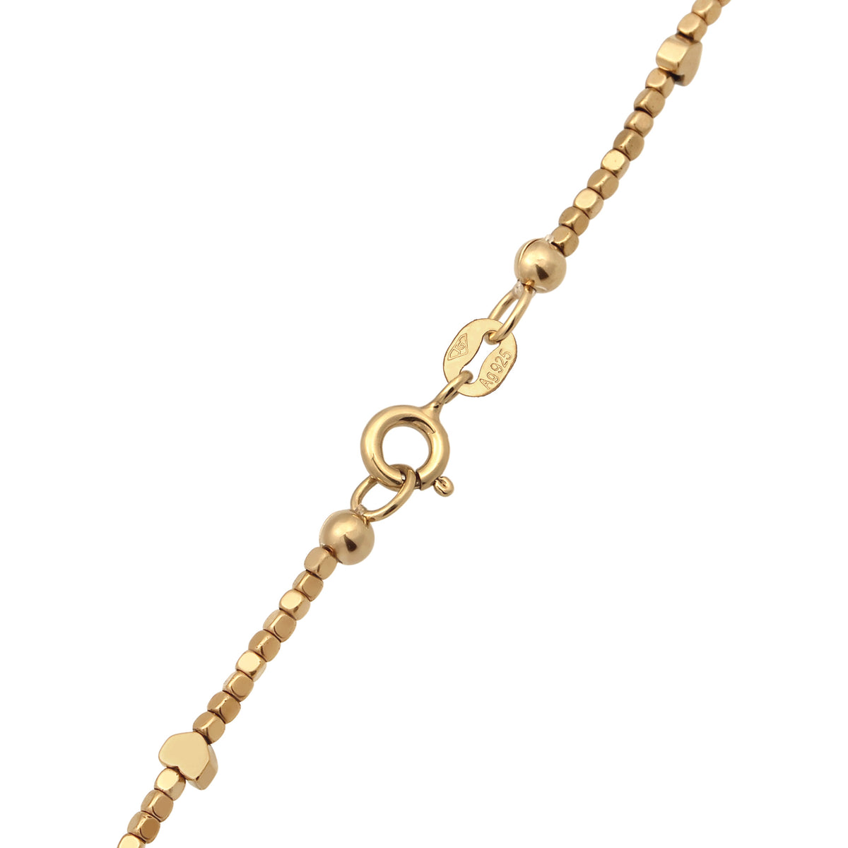 Gold - Elli | Halskette Herzen | Synthetischer Hämatit (Gold) | 925 Sterling Silber vergoldet