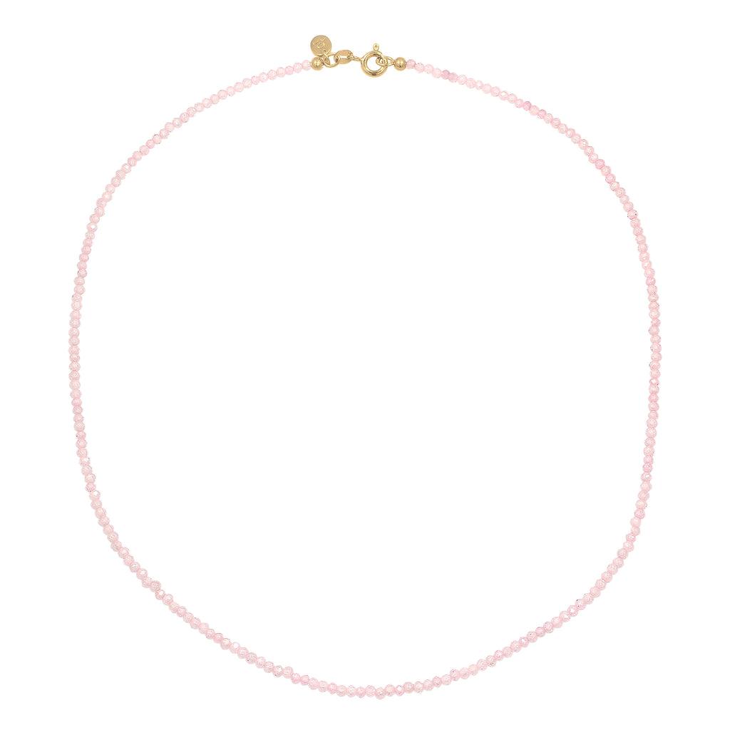 Pink - Elli PREMIUM | Halskette Perlen | Quarz (Rosa) | 925 Sterling Silber vergoldet